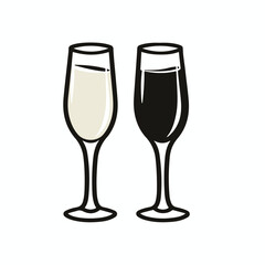 champagne Glasses simple graphic logo icon