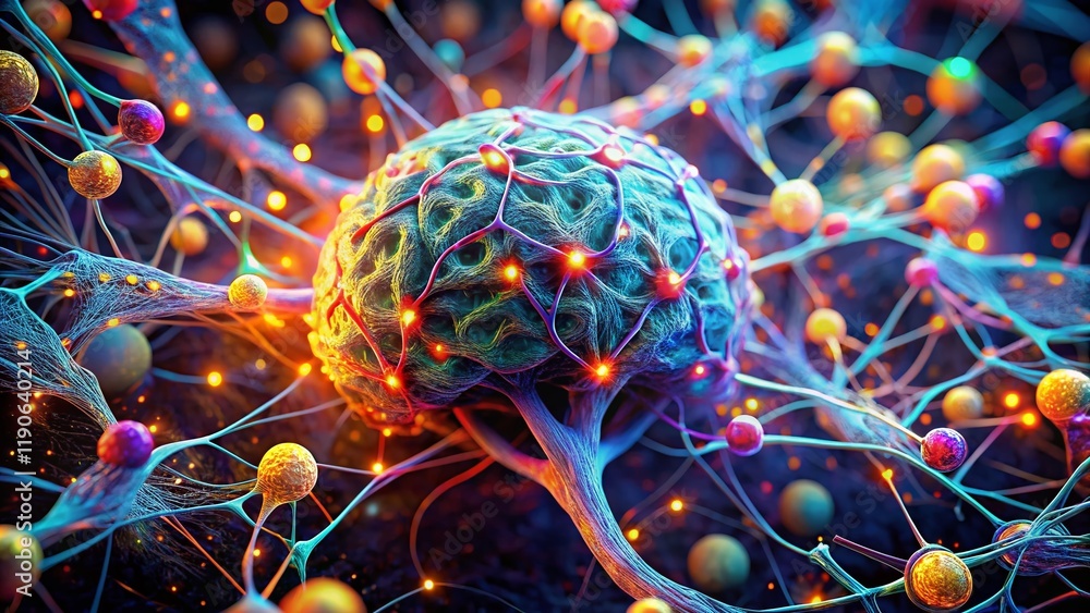 Poster macro photography: neural networks & neurodiversity - abstract brain structure