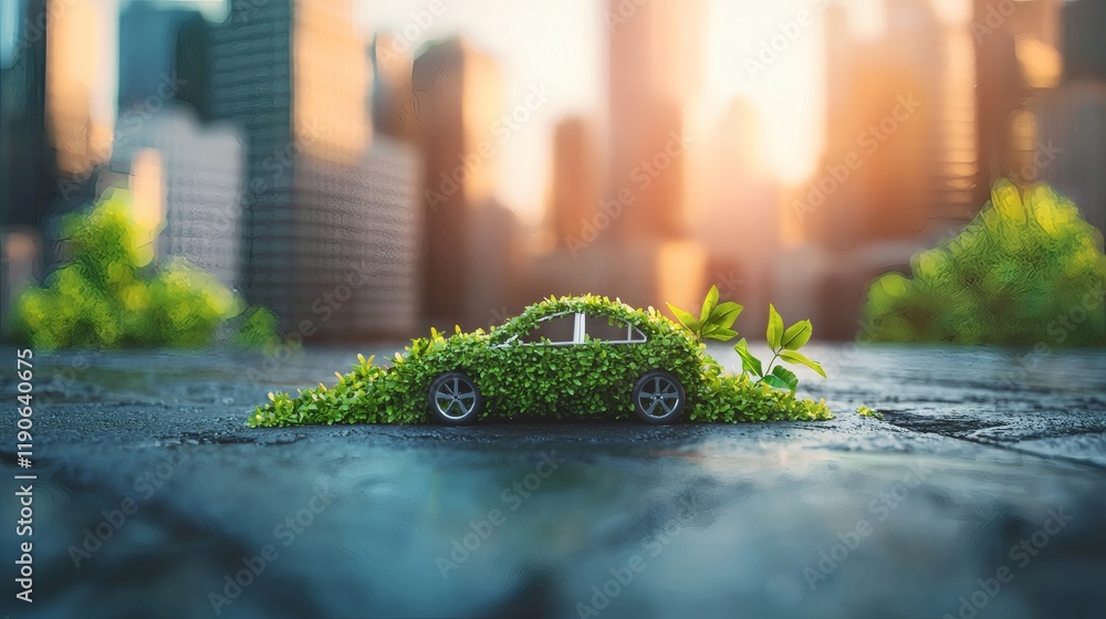 Poster Eco-friendly automotive systems with regenerative braking to optimize energy use Stock Photo with side copy space
