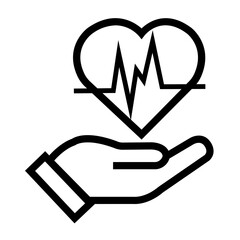 Heart beat icon. Heartbeat , heart beat pulse flat icon for medical apps and websites. Heart and cardiorgam, heartbeat simple black line web icon vector.