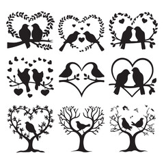 Two birds are sitting side by side দুটি পাখি পাশাপাশি বসে আছে  Valentine's Day 