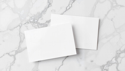 Horizontal card mockup on marble surface, showcasing design potential