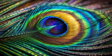 Obraz premium Macro Photography of Black Peacock Feather with Eye Spots - Detailed Texture