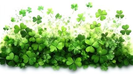 Fototapeta premium Lush Green Shamrocks and Leaves in Vibrant Natural Design