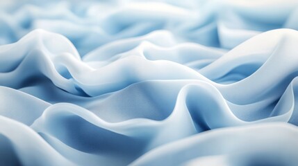 Obraz premium Flowing Blue Fabric Waves Creating a Serene Abstract Background