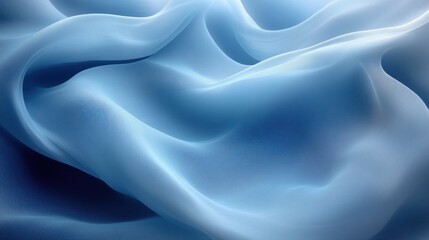 Obraz premium Flowing Blue Fabric Waves in Soft Light - Ideal for Background or Design Use