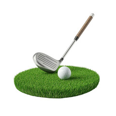 Golf Club and Ball on Green Grass