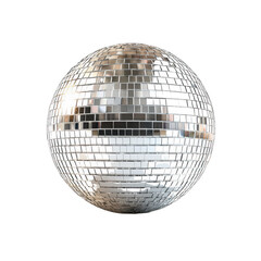 Silver disco mirror ball isolated on transparent background