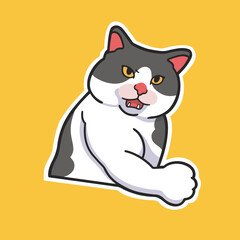 Punch Cat Meme Sticker Vector Cute Illustration