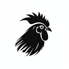 Obraz premium Rooster, chicken head on a white background, simple black and white sketch, icon, minimalism, no people, close-up, concept, funny