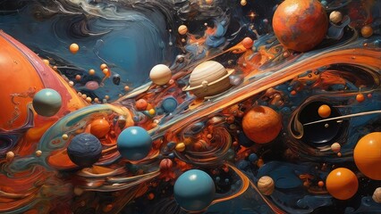 cosmic abstract art in dreamy watercolor style