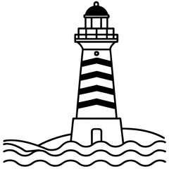 Modern Lighthouse Outline Vector Art