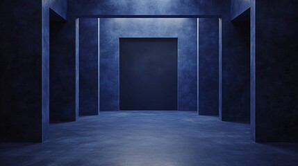 Obraz premium Moody Blue Abstract Interior Corridor Design