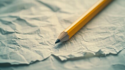 Torn notebook page and pencil on white surface with soft shadows