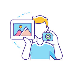 candid shot vector icon, candid shot vector illustration - simple illustration of candid shot, perfect for logos candid shot 