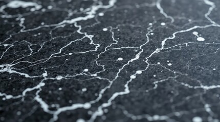 black and white veined granite marble, emphasizing natural patterns and texture. Mystic,
