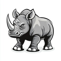 Obraz premium Angry rhino illustration, white background, mascot design, for logos