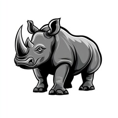 Fototapeta premium Powerful rhino illustration, isolated, white background, mascot design