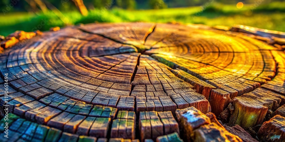 Aufkleber close-up of weathered tree stump with copy space - rustic nature texture