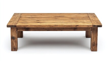Rustic wooden coffee table isolated on white background. (2)
