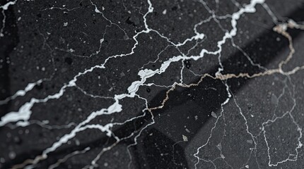 Obraz premium black and white veined granite marble, emphasizing natural patterns and texture. Mystic,