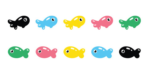 fish icon goldfish swimming doodle cartoon character vector logo candy glossy colorful tuna symbol clip art illustration design