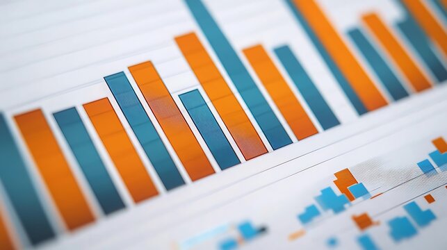 Bar graph in clean white background, market jump.