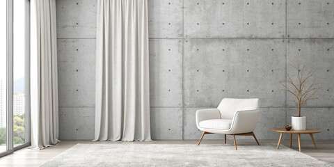 A Living Room Interior Mockup Featuring a White Chair and Modern Decor Elements