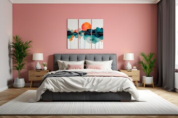 Stylish interior of comfortable bedroom