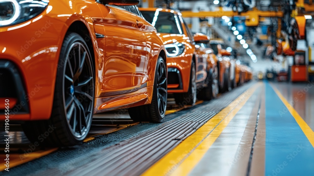 Poster Automotive components in a training center where students learn about their functionality and maintenance Stock Photo with side copy space