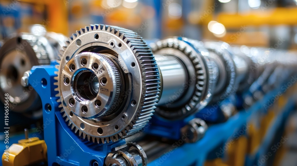 Poster Automotive components in a training center where students learn about their functionality and maintenance Stock Photo with side copy space
