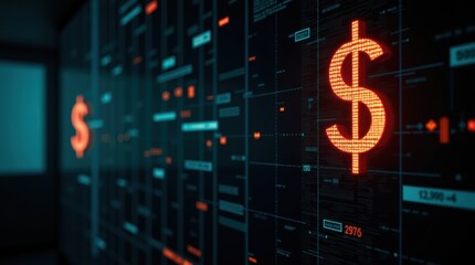 Dynamic Visual Representation of Financial Data Highlighting Currency Symbols in a Modern Digital Environment