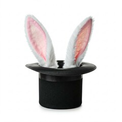 Fluffy rabbit ears coming out of a magician's hat