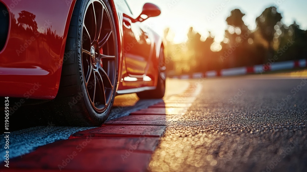 Poster Performance car tuning focusing on lightweight materials to boost speed and fuel efficiency Stock Photo with side copy space