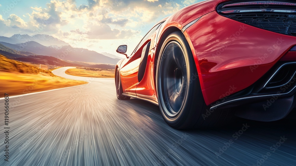 Aufkleber Performance car tuning emphasizing aerodynamic enhancements for increased stability at high speeds Stock Photo with side copy space