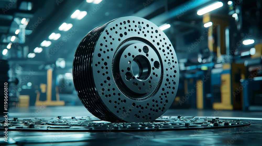 Poster Performance car tuning integrating race-grade brakes for superior stopping power Stock Photo with side copy space