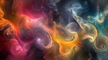 Obraz premium Abstract swirling cosmic nebulae artwork displays vibrant colors