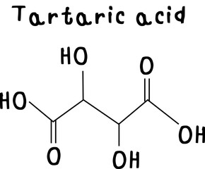 Tartaric acid,chemical structure of Tartaric acid AHA alpha Hydroxy acid illustration on transparency background