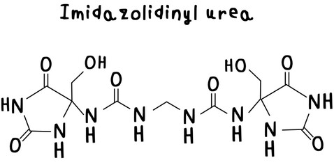 Imidazolidinyl urea,chemical structure of Imidazolidinyl urea illustration on transparency background
