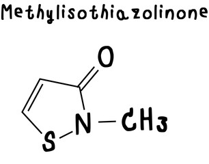 Methylisothiazolinone,chemical structure of Methylisothiazolinone illustration on transparency background