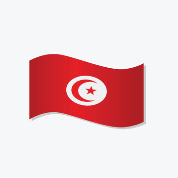 recommend clip art: National flag of Tunisia, crescent moon and star in white circle on red background.