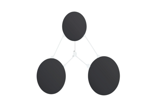 A triangular icon featuring three connected dots with lines linking them, symbolizing networks, connections, or relationships. The structure has one dot at the top and two at the bottom corners, PNG