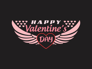 Happy Valentine’s Day design with heart and wings perfect for love themed celebrations