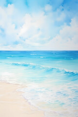 Watercolor beach with sky