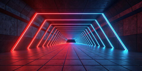 A Captivating 3D Rendering of an Abstract Futuristic Neon Background with Bright Colors