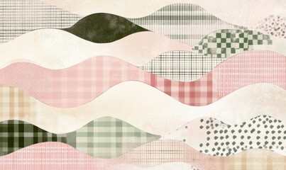 Pastel Plaid Wave Pattern Design, Textile Background