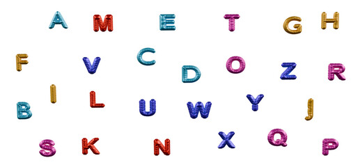 colorful letter balloons isolated on white