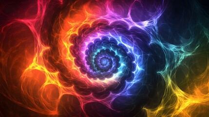 Vibrant Rainbow Spiral Energy Abstract Art
