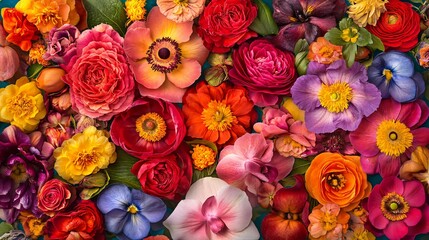 Vibrant Floral Collage- Stunning Arrangement of Colorful Flowers