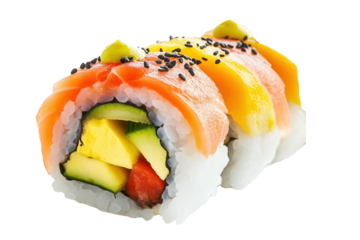 Delicious Rainbow Sushi Roll Closeup